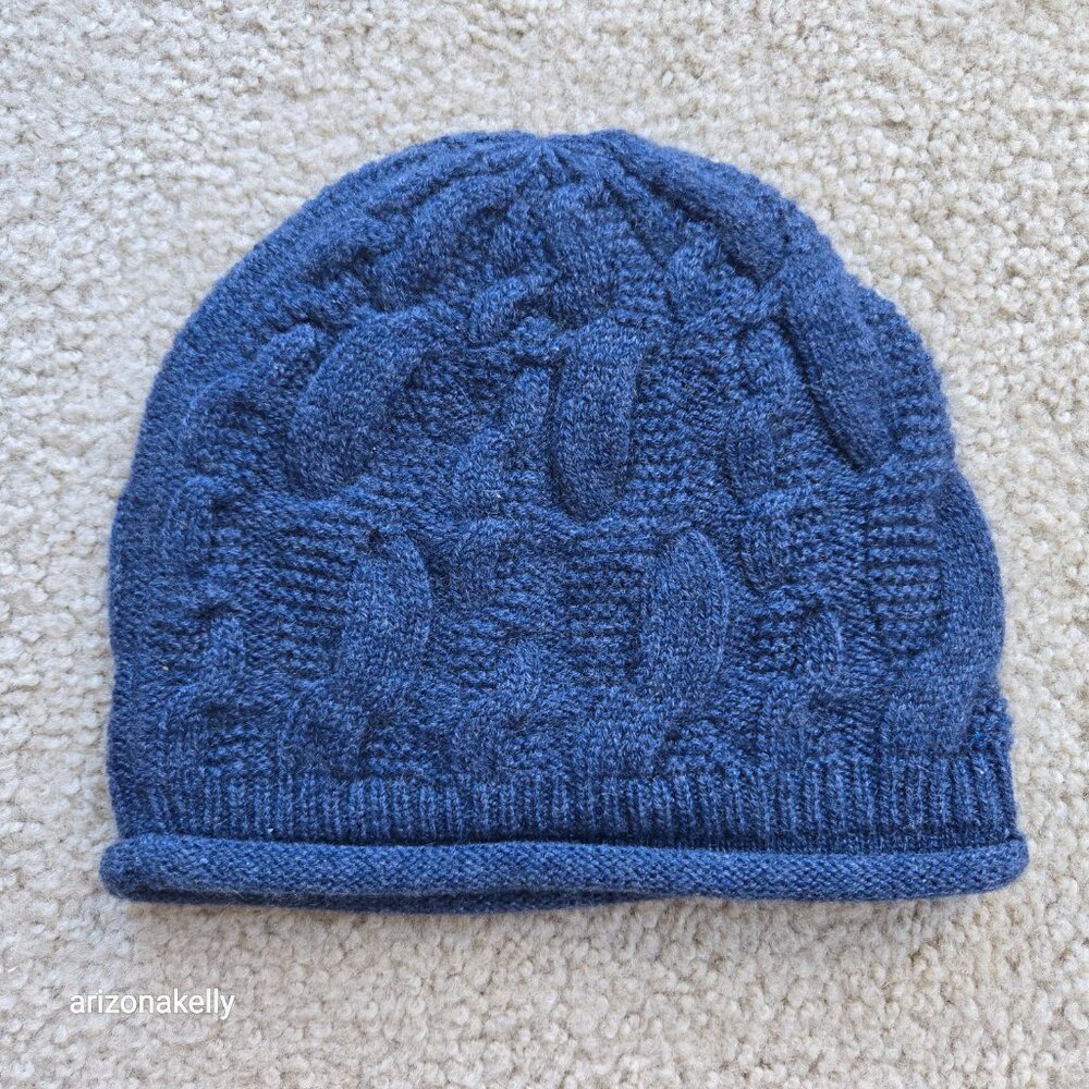 NWOT Cashmere Cable Knit Hat Nordstrom BLUE - Picture 3 of 7